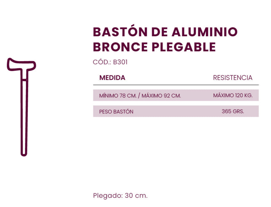 BASTÓN DE ALUMINIO PLEGABLE COLOR BRONCE