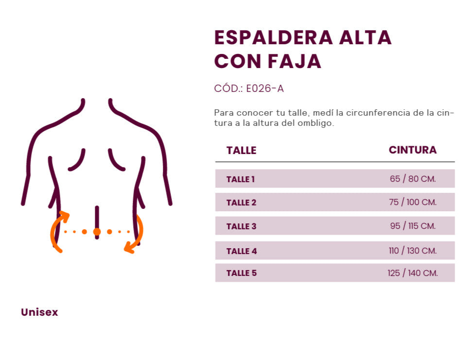 Una **espaldera alta con faja** es un dispositivo ortopédico diseñado para proporcionar soporte y alivio a la columna vertebral. Ideal para quienes sufren de dolores de espalda o lesiones, esta prenda se ajusta a la forma del cuerpo, brindando estabilidad y mejorando la postura.