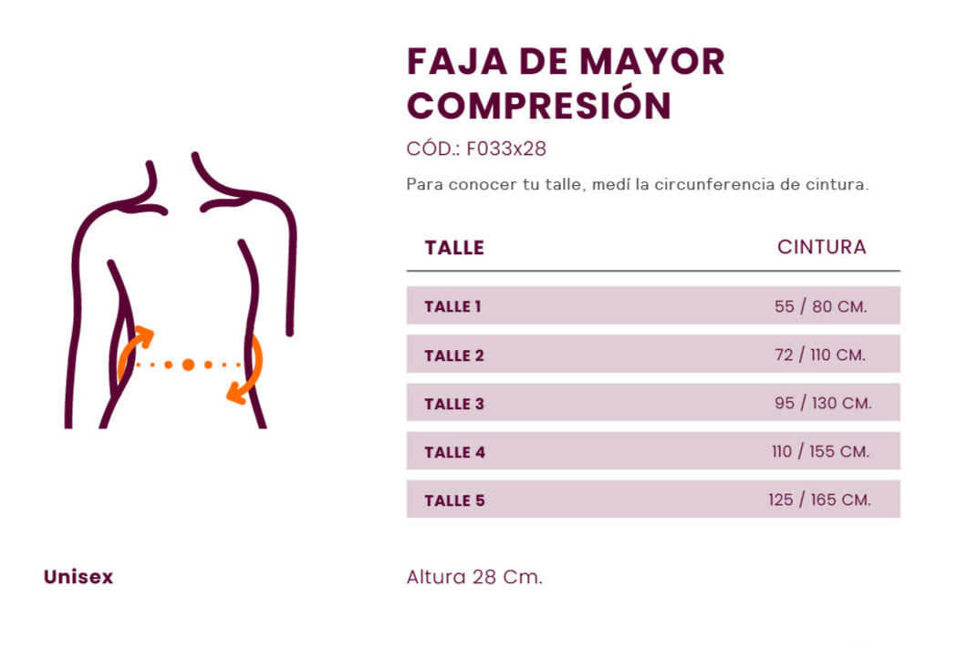 Descubre la FAJA DE MAYOR COMPRESIÓN POR 28 CM, diseñada para ofrecer un ajuste perfecto y un soporte máximo en la zona abdominal y lumbar. Ideal para quienes buscan mejorar su postura, reducir centímetros y sentir mayor seguridad durante el día. Con tecnología de alta compresión para resultados rápidos y efectivos.