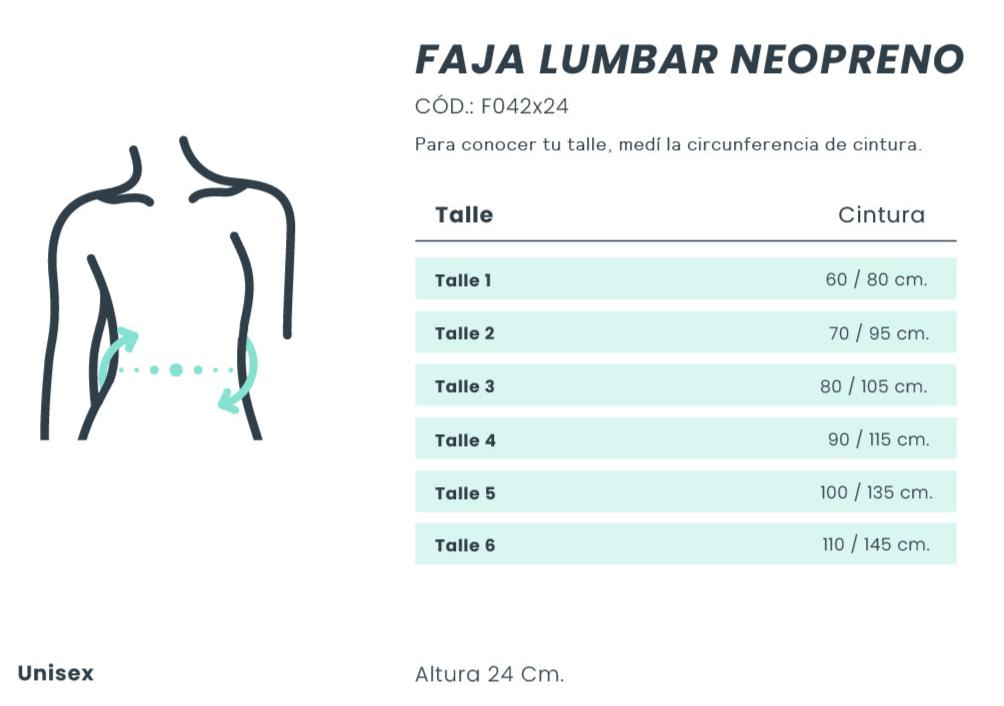Una **faja lumbar de neopreno** es un accesorio diseñado para brindar soporte y aliviar el dolor en la zona lumbar. Fabricada con material flexible y resistente como el neopreno, ayuda a estabilizar la columna vertebral, reduce la tensión muscular y previene lesiones durante actividades físicas o labores que requieren esfuerzo.