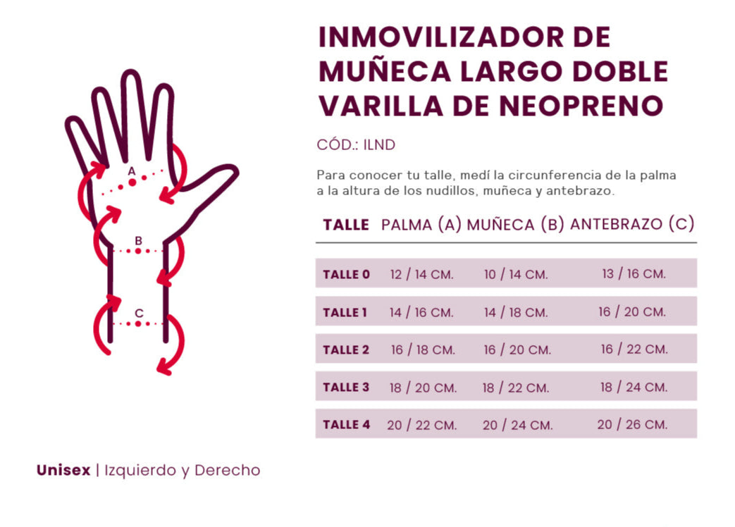 Inmovilizador de muñeca largo doble varilla - ILND
