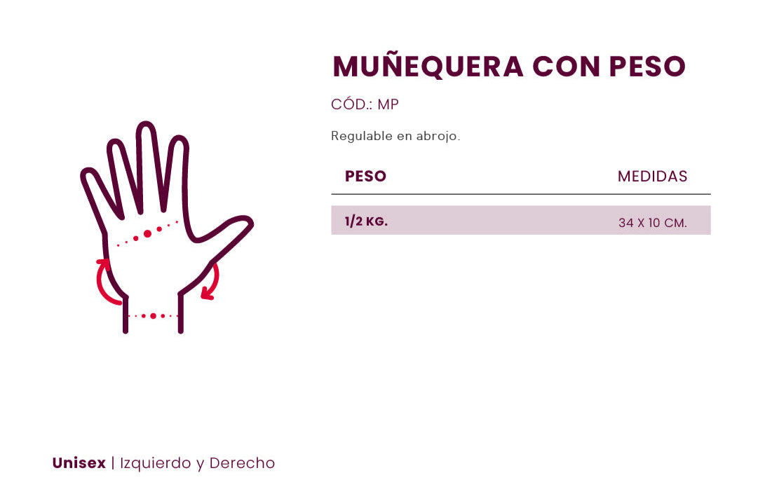 Una muñequera con peso es un accesorio de entrenamiento diseñado para agregar resistencia al realizar ejercicios. Ideal para mejorar la fuerza, tonificar músculos y aumentar la intensidad de rutinas como correr, caminar, o entrenamientos de fuerza.