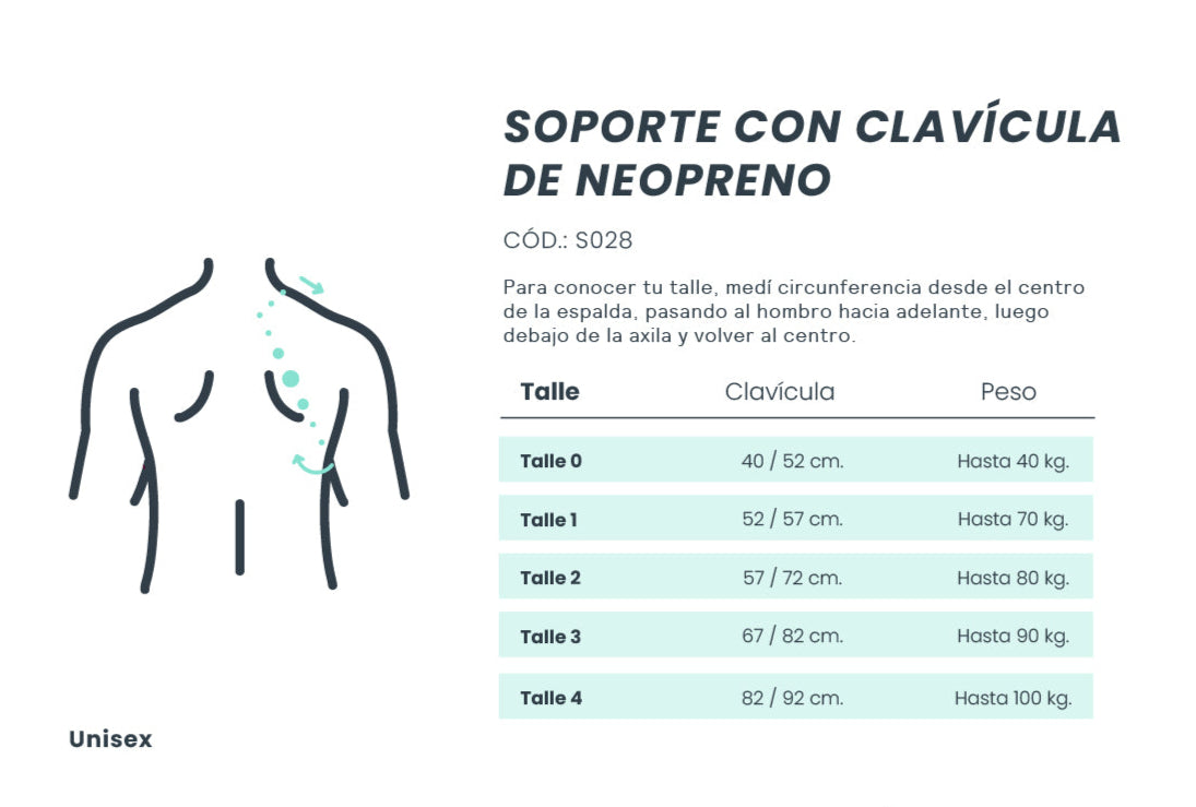 Descubre el soporte de clavícula de neopreno, diseñado para aliviar el dolor y brindar soporte efectivo a la clavícula. Ideal para la recuperación de lesiones, es ligero, ajustable y cómodo, permitiendo una mejor movilidad y estabilidad durante el proceso de sanación.