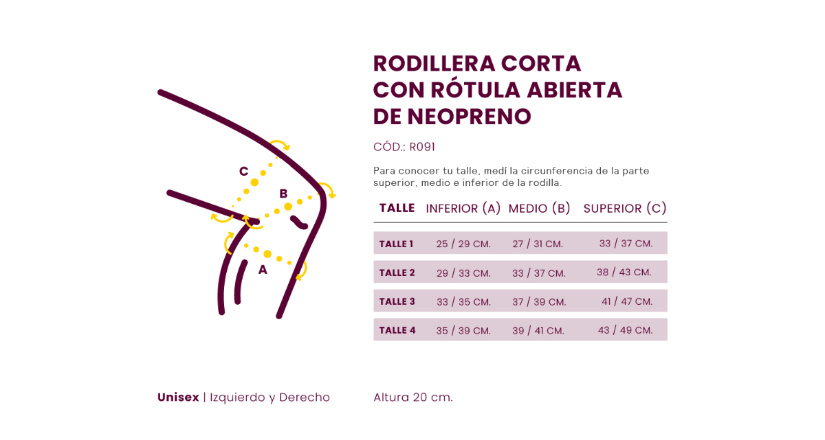 RODILLERA CORTA CON ROTULA ABIERTA DE NEOP - R091