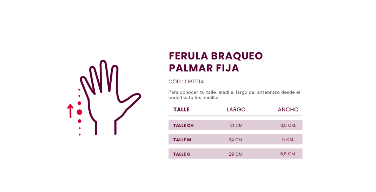 FÉRULA BRAQUEO PALMAR - DERECHO O IZQUIERDO - ORT014