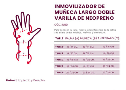 Inmovilizador de muñeca largo doble varilla - ILND