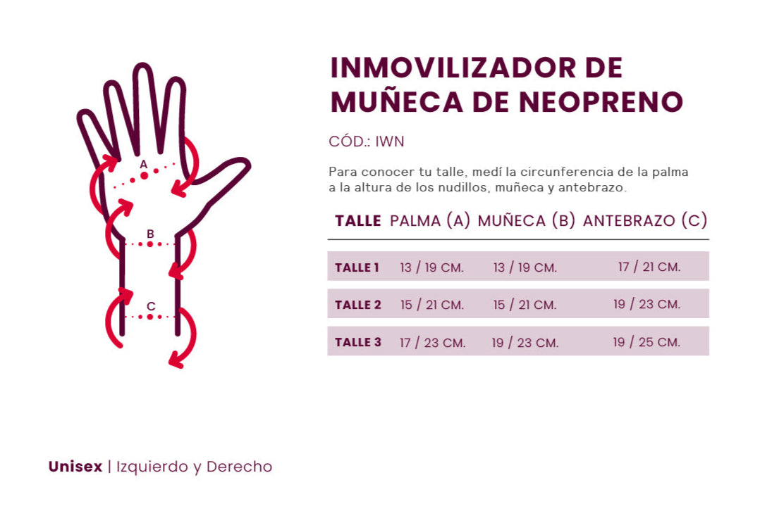 Muñequera inmovilizadora de neoprene - IWN